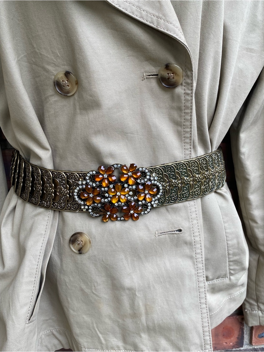 Vintage Metal Belt, Adjustable 42”